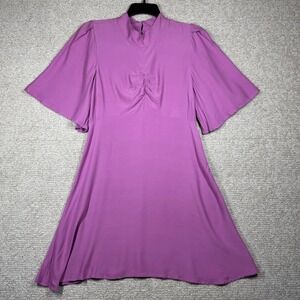 Free People Be My Baby Dress Women's Size 12 Purple Ruched‎ Mock Neck Mini